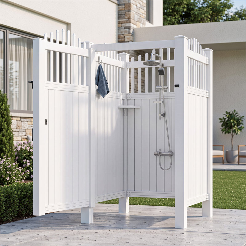 Ensemble de douche d'extérieur avec porte H 7 pi x l 3,8 pi x L 3,8 pi Edrosie