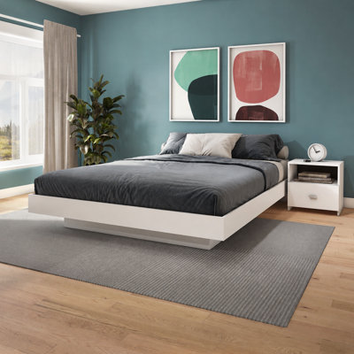 Zen KAPPA Bedroom - Platform Bed with Nightstand (1) – Easy Assembly, No Box Spring Required