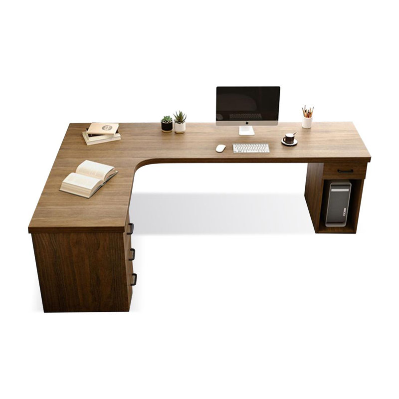 Bureau en L en bois massif avec bibliothèque, Retour à gauche, H 29,53 po x l 62,99 po x P 39,37 po