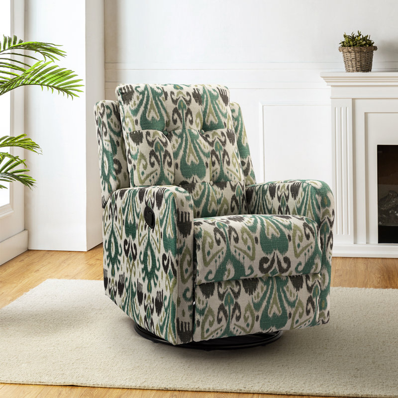 Prescot 26.77" W Pocket Spring Tufted Manual Swivel Rocker Recliner , Turquoise 100% Polyester