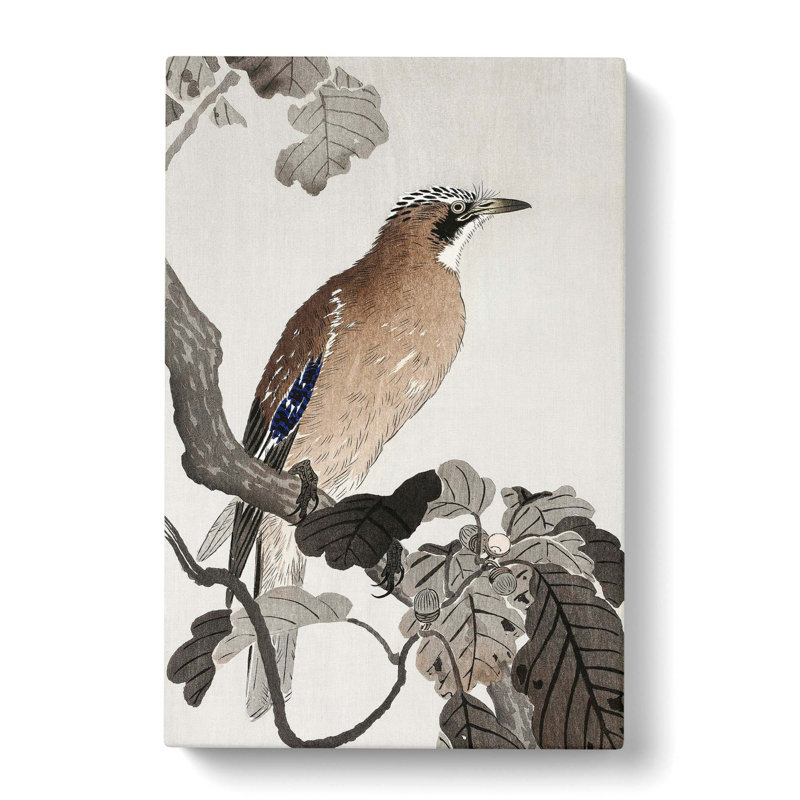 Jay On A Tree Branch by Ohara Koson - Wrapped Canvas Painting, 76cm H x 50cm W x 3cm D
