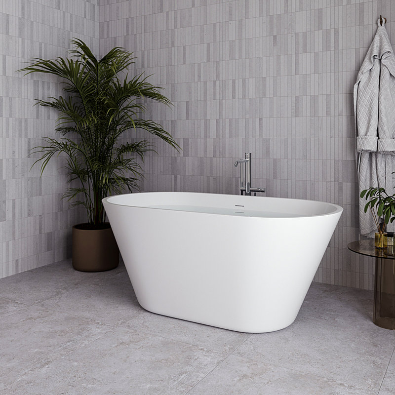 Baignoire autoportante 54 "avec drain interne Streamline, Chrome poli