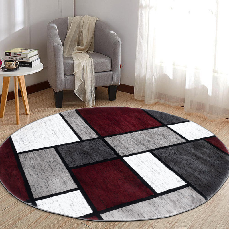 Archeveque Woven Geometric Red/Gray/White Area Rug – Modern, Durable Polypropylene, Medium Pile for Living Room, Bedroom, and Office