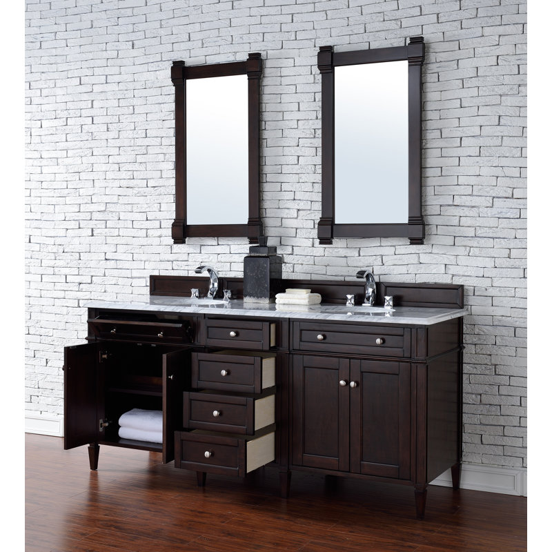 Brittany 72'' W Double Bathroom Vanity Base, Burnished Mahogany