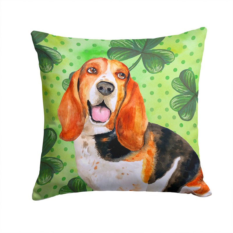 St Patrick's Indoor/Outdoor Throw Pillow, Basset Hound, 14" x 14"