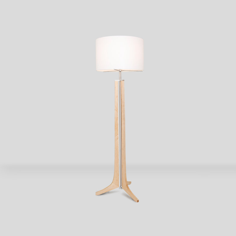 Lampe de plancher 72 po forma, Aluminium brossé, Lin blanc, Érable