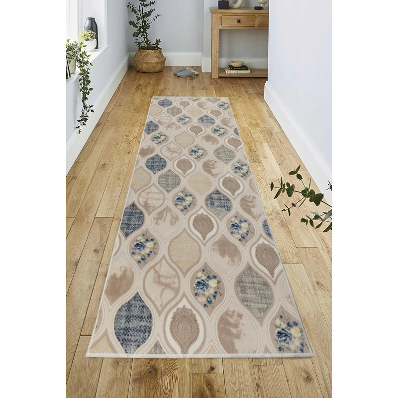 Damla Design Custom Size Runner Rug Gel Dot Non Slip Backing Soft Thin Pile Cut to Size Rug Runner, Runner 2'7" x 7'
