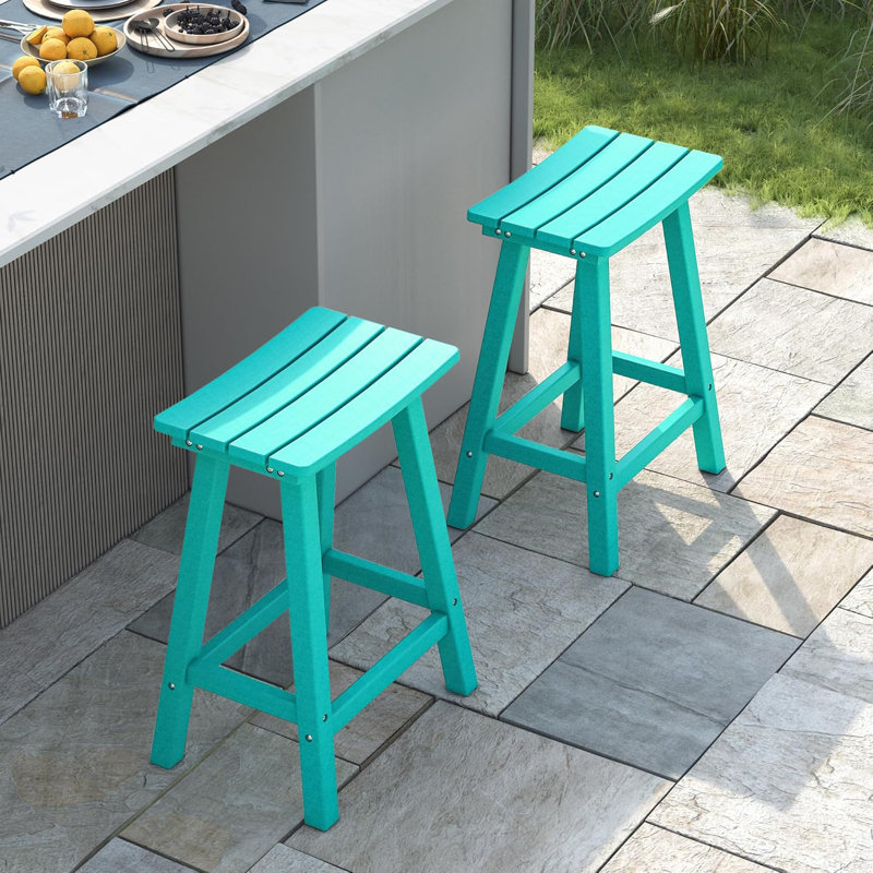 Tabouret de bar extérieur 24 po, chaises de bar en PEHD avec repose-pieds, Aruba, 2