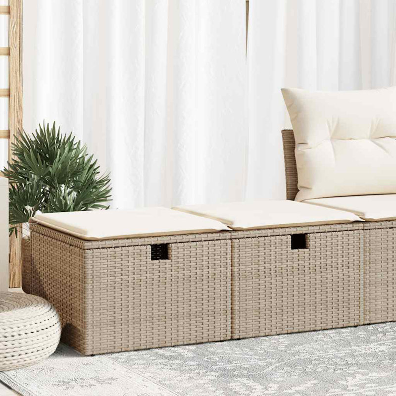 Ensemble de canapé de patio avec tabourets de rangement vidaXL 2 pièces, Crème, Beige