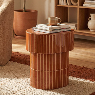 Hackney Brown Ceramic Tile Side Table