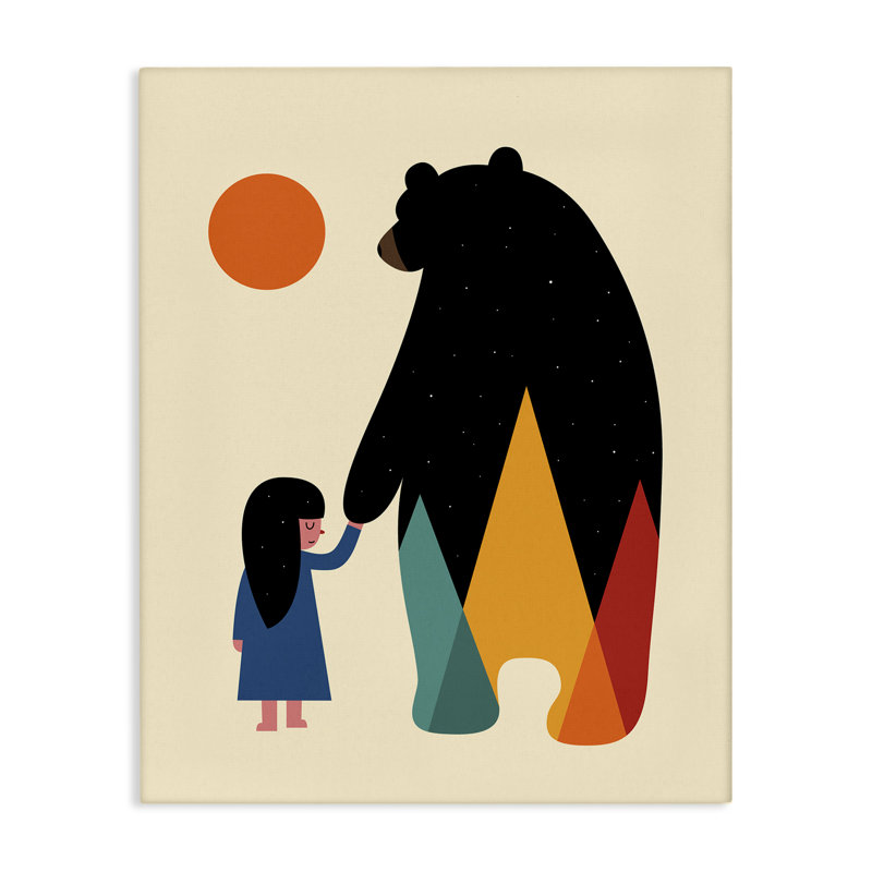 «Bear & Girl Silhouette», art mural par Andy Westface, H 30 po x l 24 po