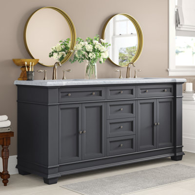 Meuble-lavabo double 72 po avec plateau en marbre Rea de Rea