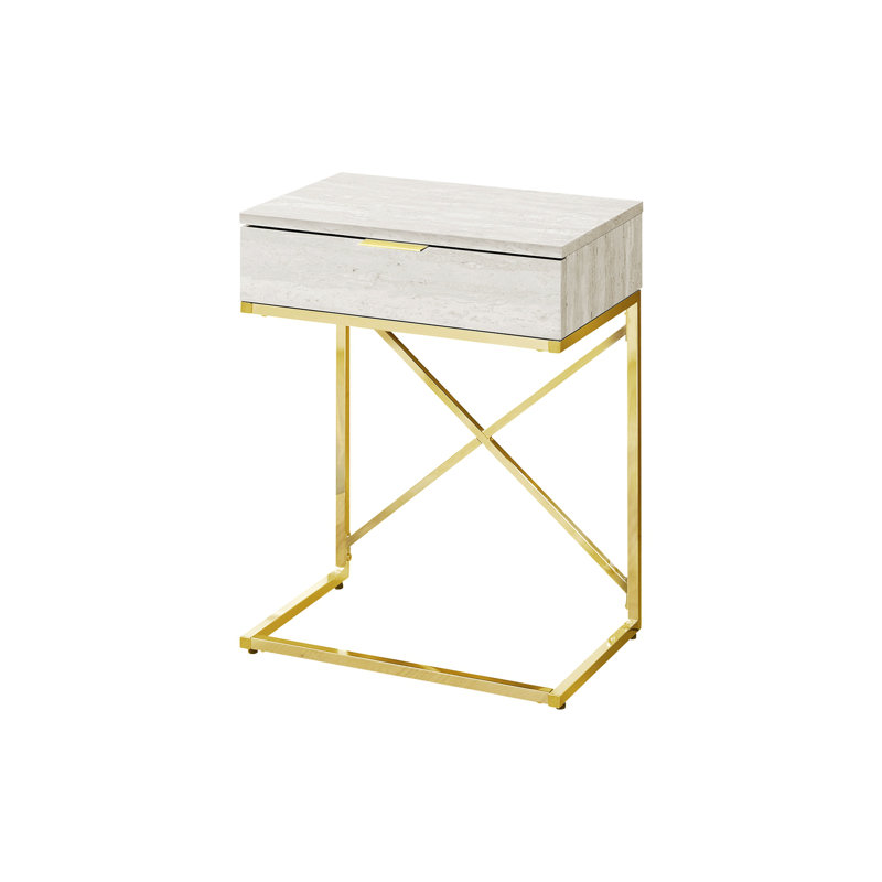 Table d'appoint avec structure en X chromée, Doré, Beige