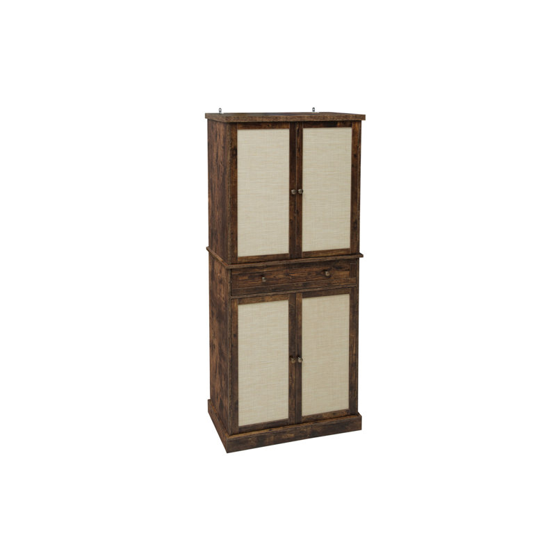 Armoire de rangement avec 4 portes et 1 tiroir, capacité de 210 lb, conçue, résistante, résistante à l’usure, résistante aux égratignures, résistante aux égratignures, à tablettes réglables, à charnière en métal à 180 po et à l'épreuve des rayons du soleil, sans bavures, à 180 °