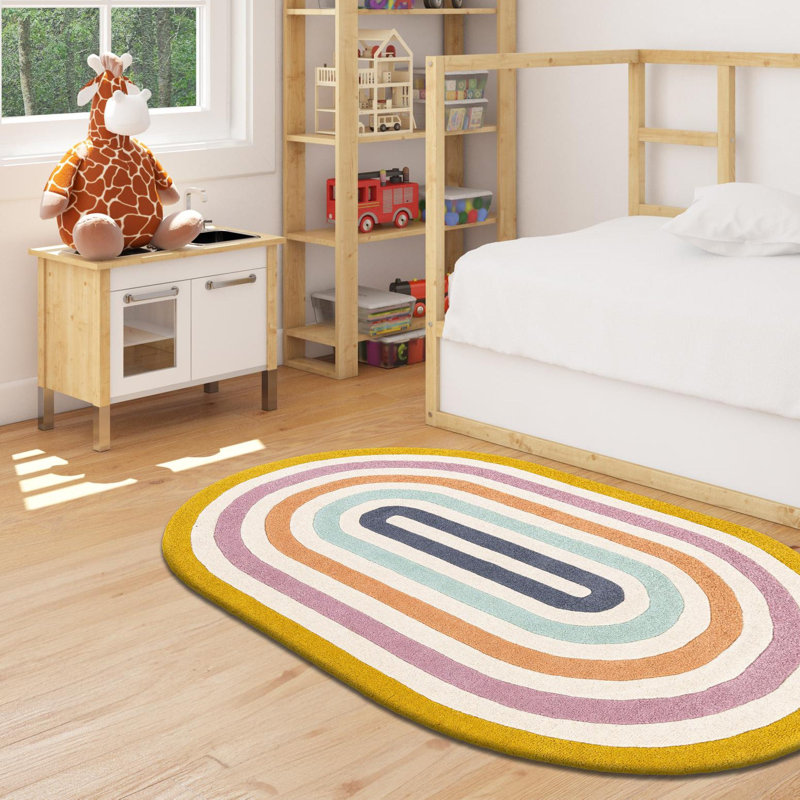 Latitude Run® Hand Tufted Wool Rug, Oval 4'1" x 6'1"