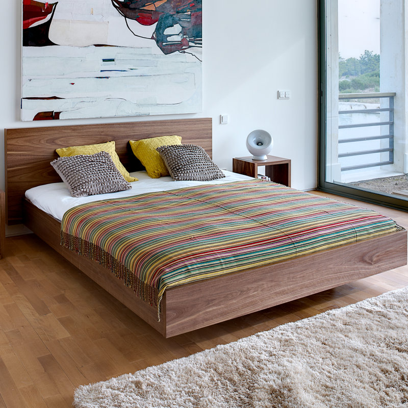 Float Platform Bed, King, Walnut