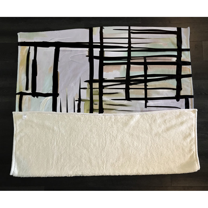 Throw Blanket, 51" W x 60" L, Striped/Abstract, Purple/Red/Green/Black