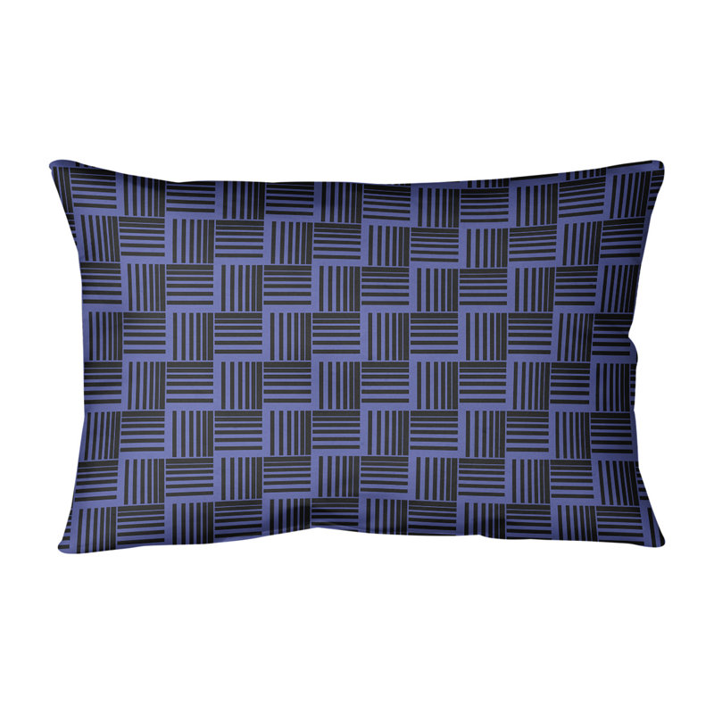 Coussin lombaire à rayures classiques Baskettressées, H 14 po x l 20 po, Bleu/noir, Polyester/bourre en polyester