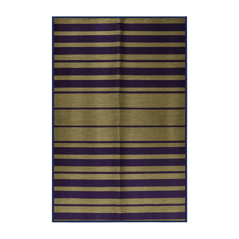 Tapis mauve à rayures horizontales lavable à la machine, Rectangle 7 pi x 9 pi