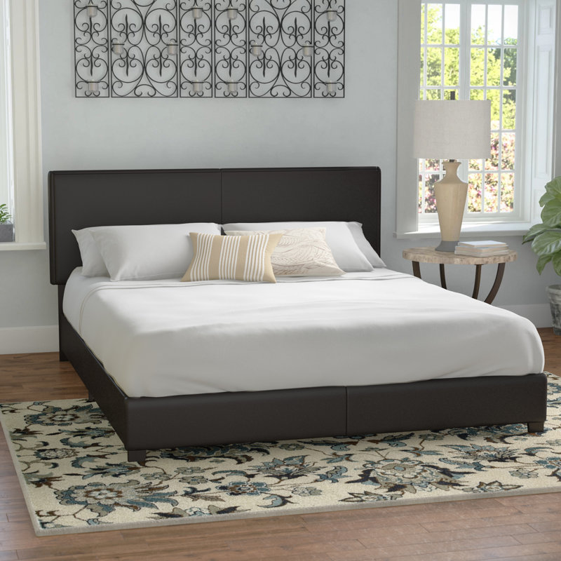 Clu Faux Leather Upholstered Queen Panel Bed Brown, Queen, Brown