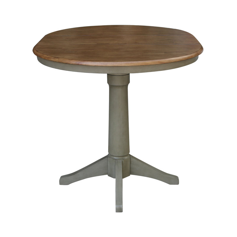 Henington Extendable Solid Wood Dining Table, Hickory/Stone