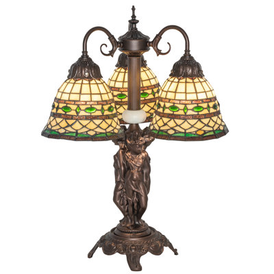 Lampe de table arquée 23 po bronze acajou