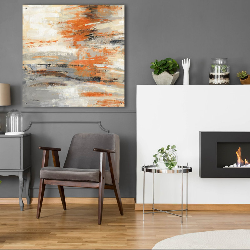  «Golden Dust C Orange» par Silvia Vassileva, art mural en verre acrylique, 36 po x 36 po, H 36 po x l 36 po