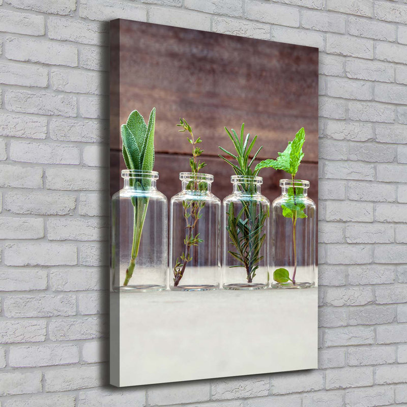 Herbs In Jars - Wrapped Canvas Print
