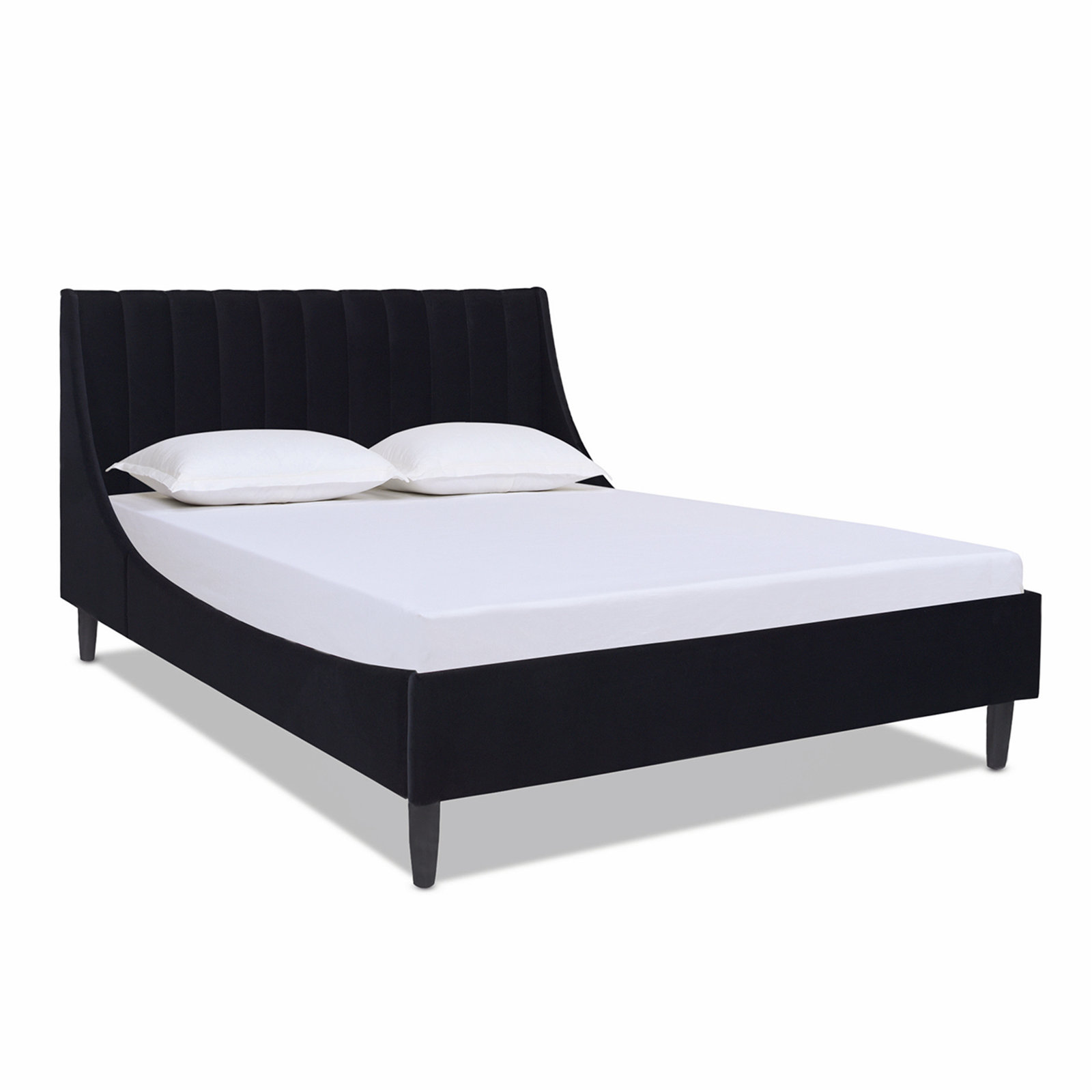 Helaina Upholstered Wingback Bed, Queen, Anthracite Velvet