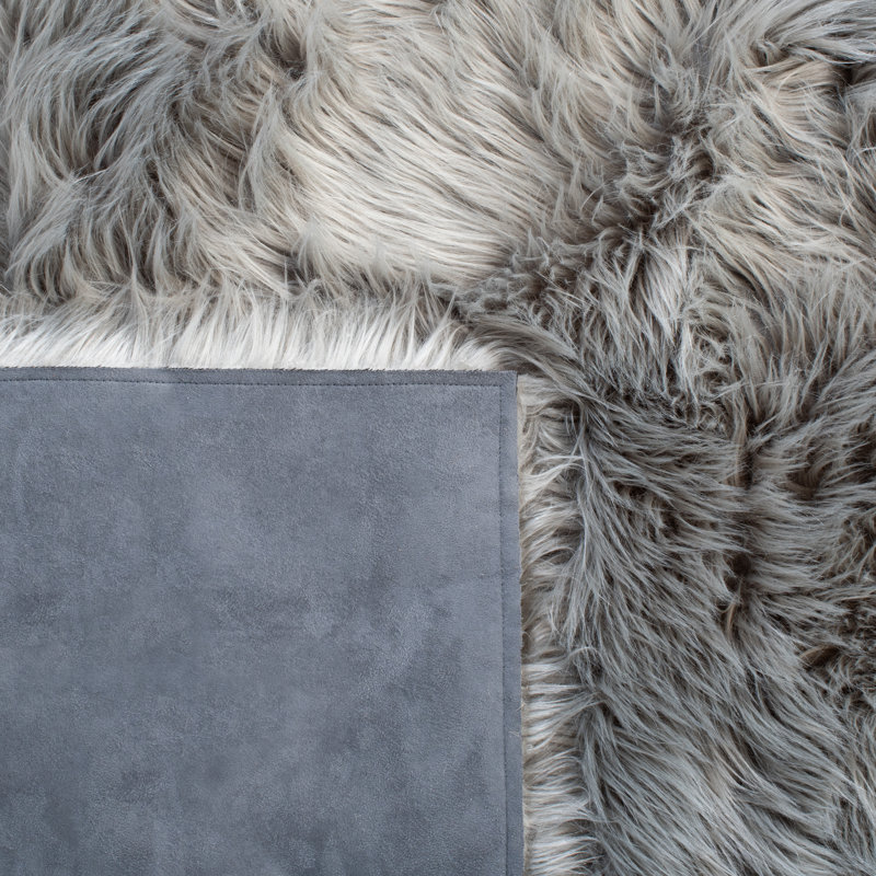 Tapis gris fait à la main Contrella, Rectangle 6 pi x 9 pi