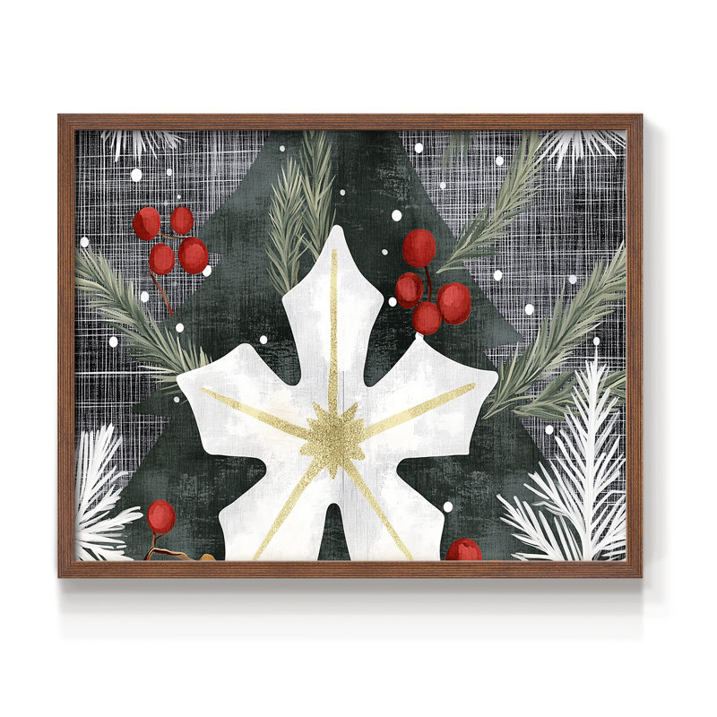 Art de Noël - DCXCIV - Reproduction encadrée - Restickable, H 11 po x l 14 po, Noyer