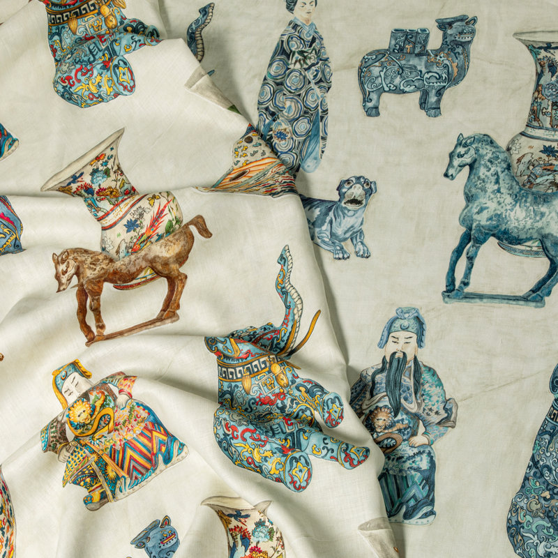 Mindoro Tambelan Print Fabric, Porcelain