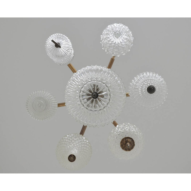Lustre en laiton Kinnison, Bronze, H 62 po x l 35 po x P 35 po, Transparent