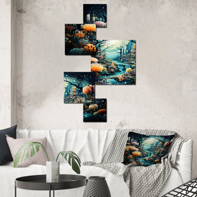Coral Mistic Underwater Kingdom II - Fantasy Square Wall Art Set Of 5