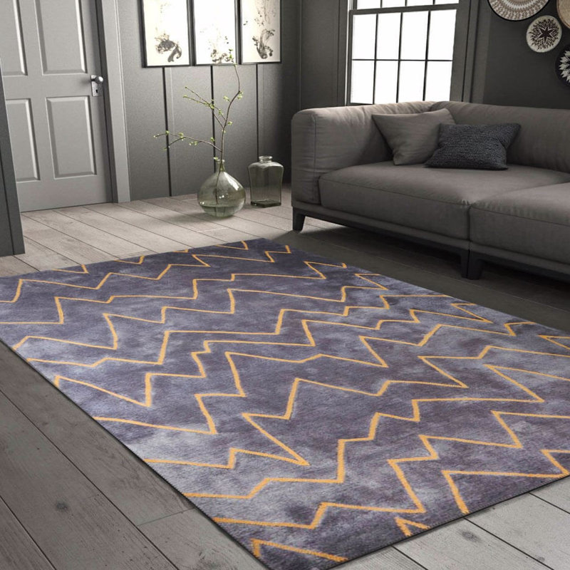 Premium Machine Washable Carpet, 4.6 x 6.2 Feet, 100% Polyester, 1850 g/m² | Pile Height: 0.2 Inches | Eco-Friendly Recycled Poly Cotton Underside | Perfect for Living Room, Bedroom, and High-Traffic Areas