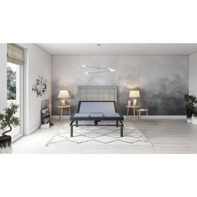 Queen Adjustable Bed Base With Head And Foot Position Modification Capacity, Wireless Remote, 2 Chargers, , 3 Preset Positions, Massage Feature, Led Lights, Emergency Battery Box, Legs Function,