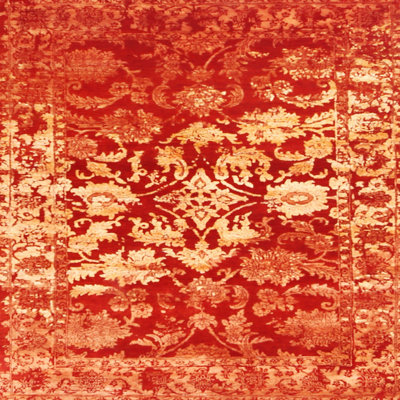 Tapis contemporain rouge / jaune Nia