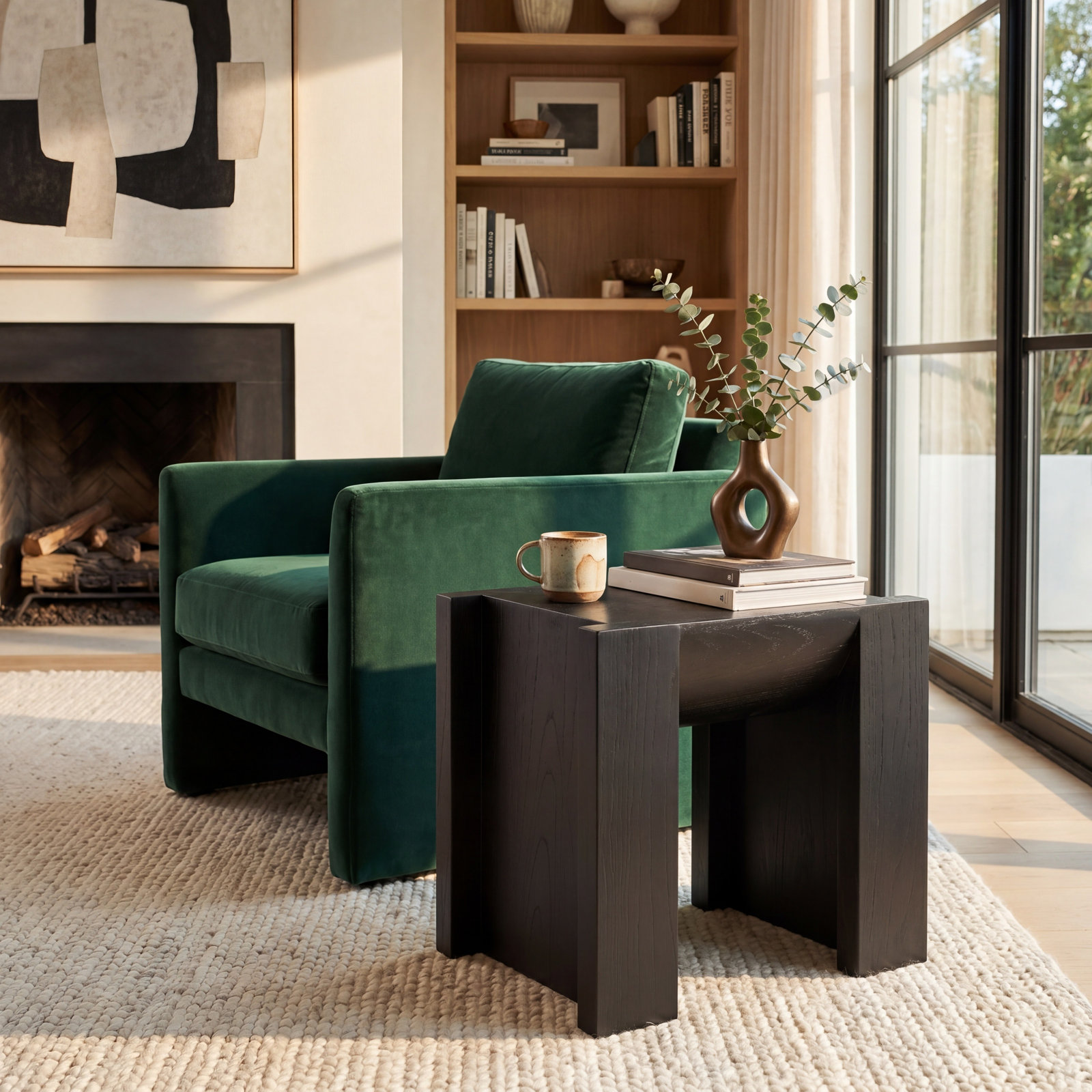 Ghavin 22" End Table, Black