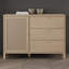 Skandi Style Chest of Drawers, 3 Drawers, 1 Door, Woven Front, Versatile Use, Engineered Wood, Light Oak Decor, 116.3 cm W x 82.5 cm H x 42 cm D