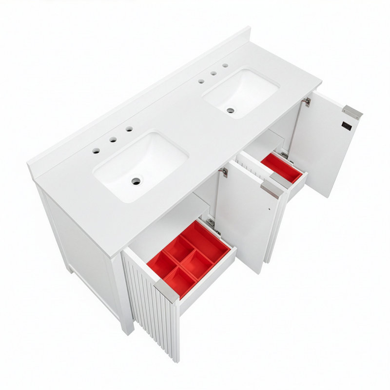 Through Lines 60" Double Bathroom Vanity, White