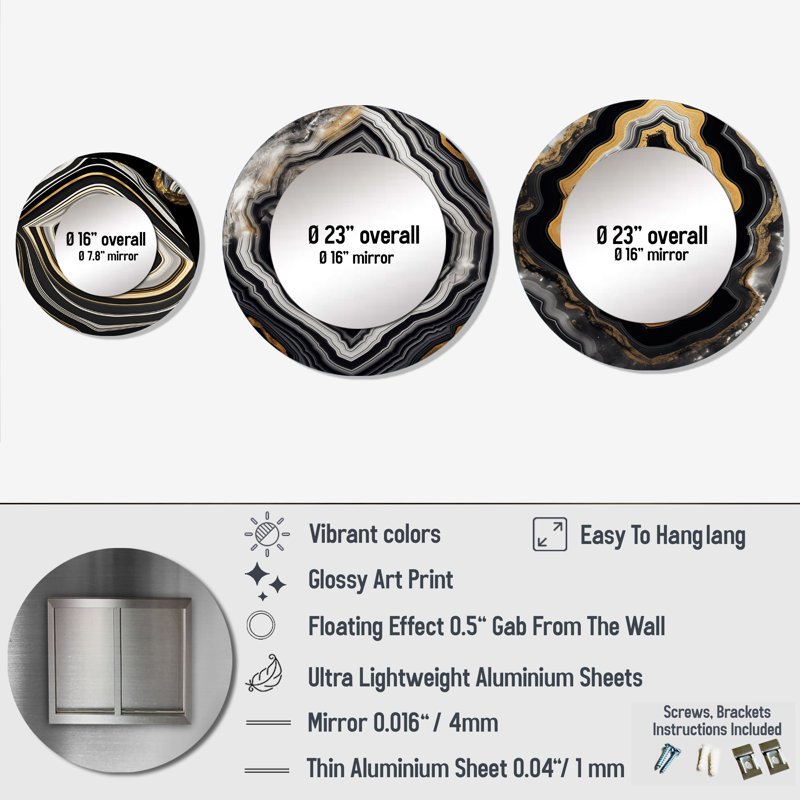 Miroir mural rond Glam Serenity