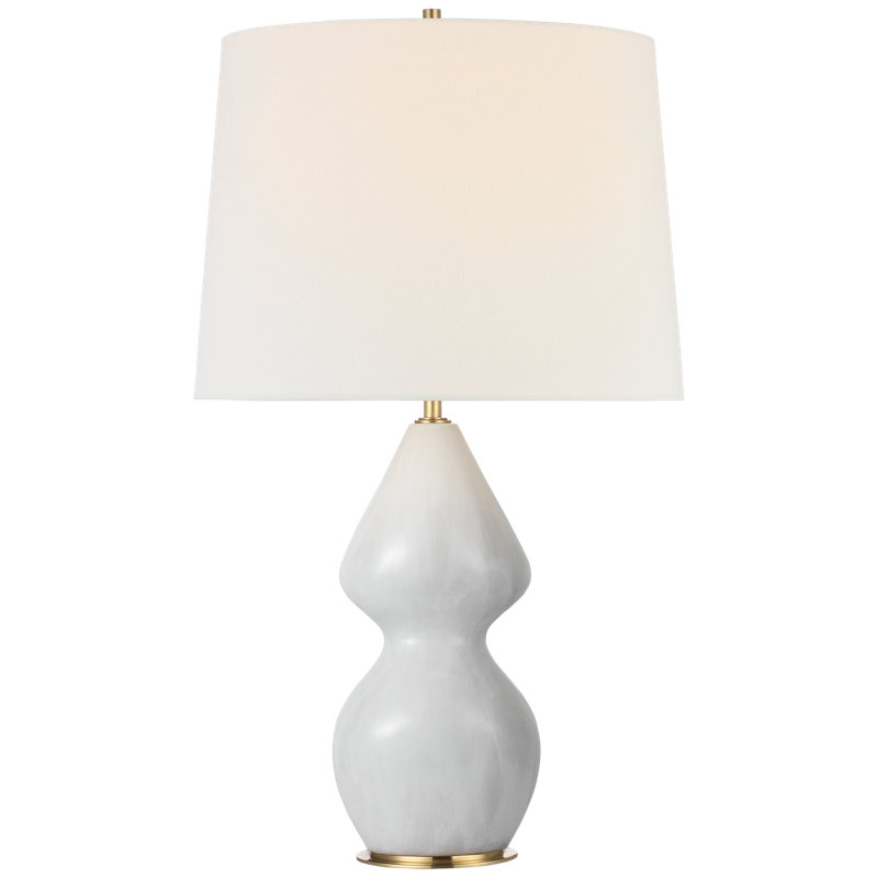 Thomas O'Brien Noppon 30" Table Lamp in Veiled White with Linen Shade