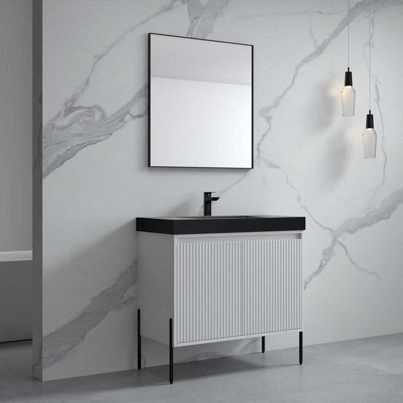 Dowell 36" Rectangular Drop-In Bathroom Sink with Overflow, Black
