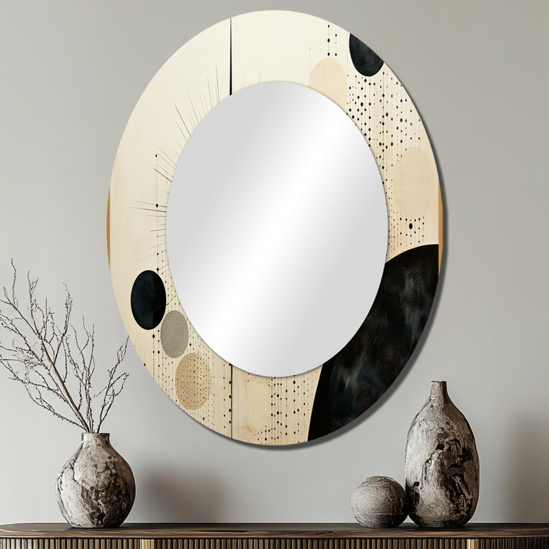 Décoration murale beige beige Mid Mid Century Minimalist - miroir ovale beige, 40 po x 30 po
