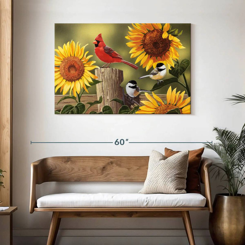 Brampt Sunflowers And Songbirds, 30" H x 45" W