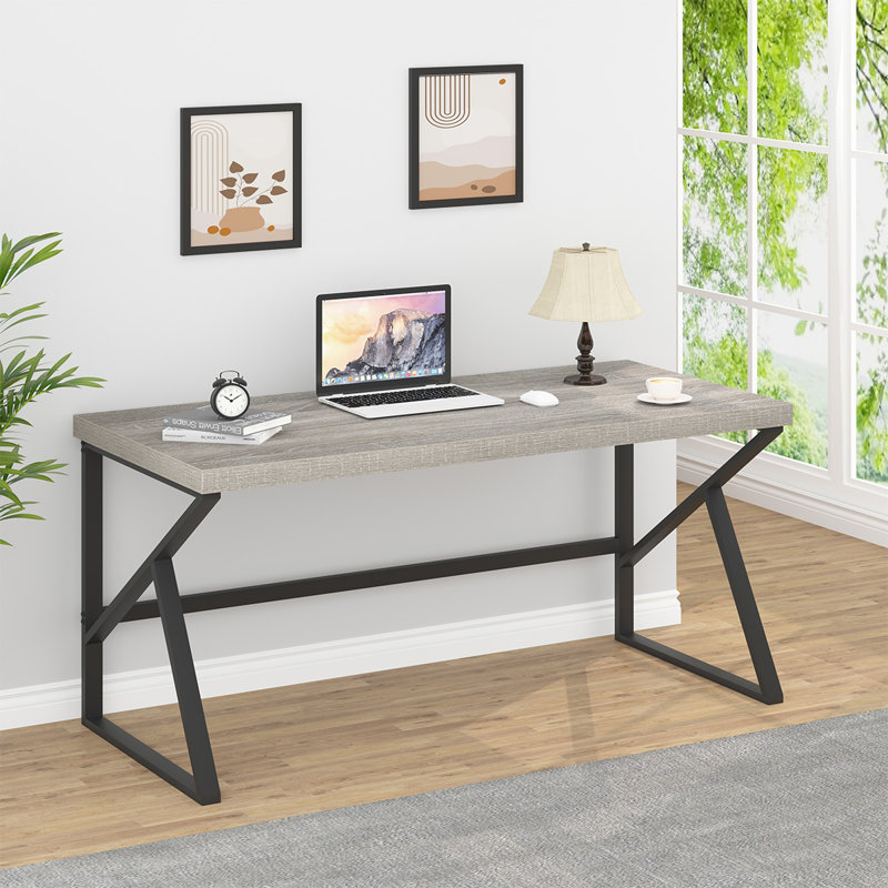 Kelleia Writing Desk, Light Gray Oak, 29.5" H x 60" W x 23.6" D