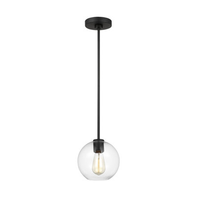 Luminaire suspendu sphère en acier 1 lumière l 8 po avec abat-jour en verre transparent Childerley