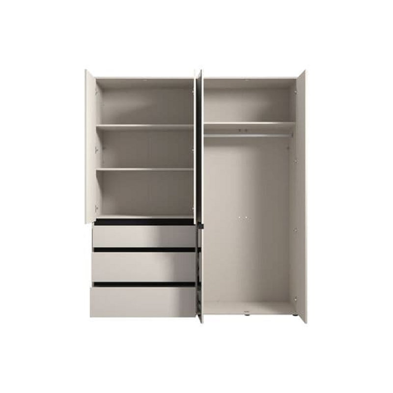 3 Door Manufactured Wood Wardrobe, Cream