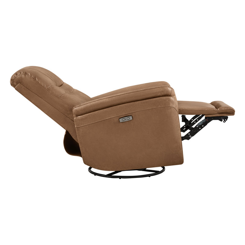 Fauteuil inclinable électrique pivotant Martina, Similicuir brun