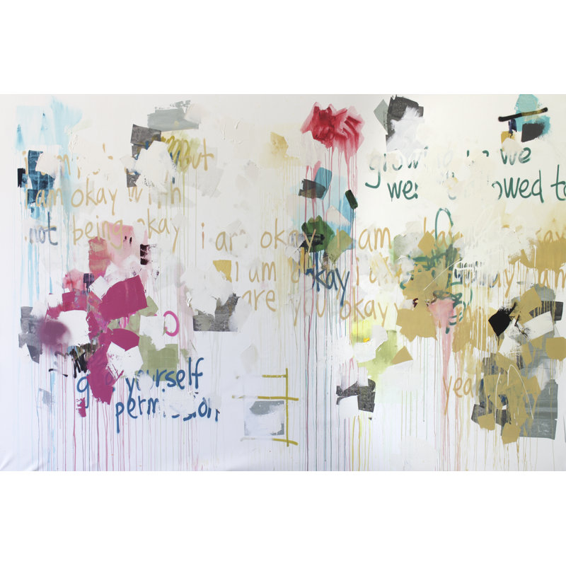 I'm Okay V - Wrapped Canvas Painting, 81 cm H x 122 cm W, Black Floater Framed